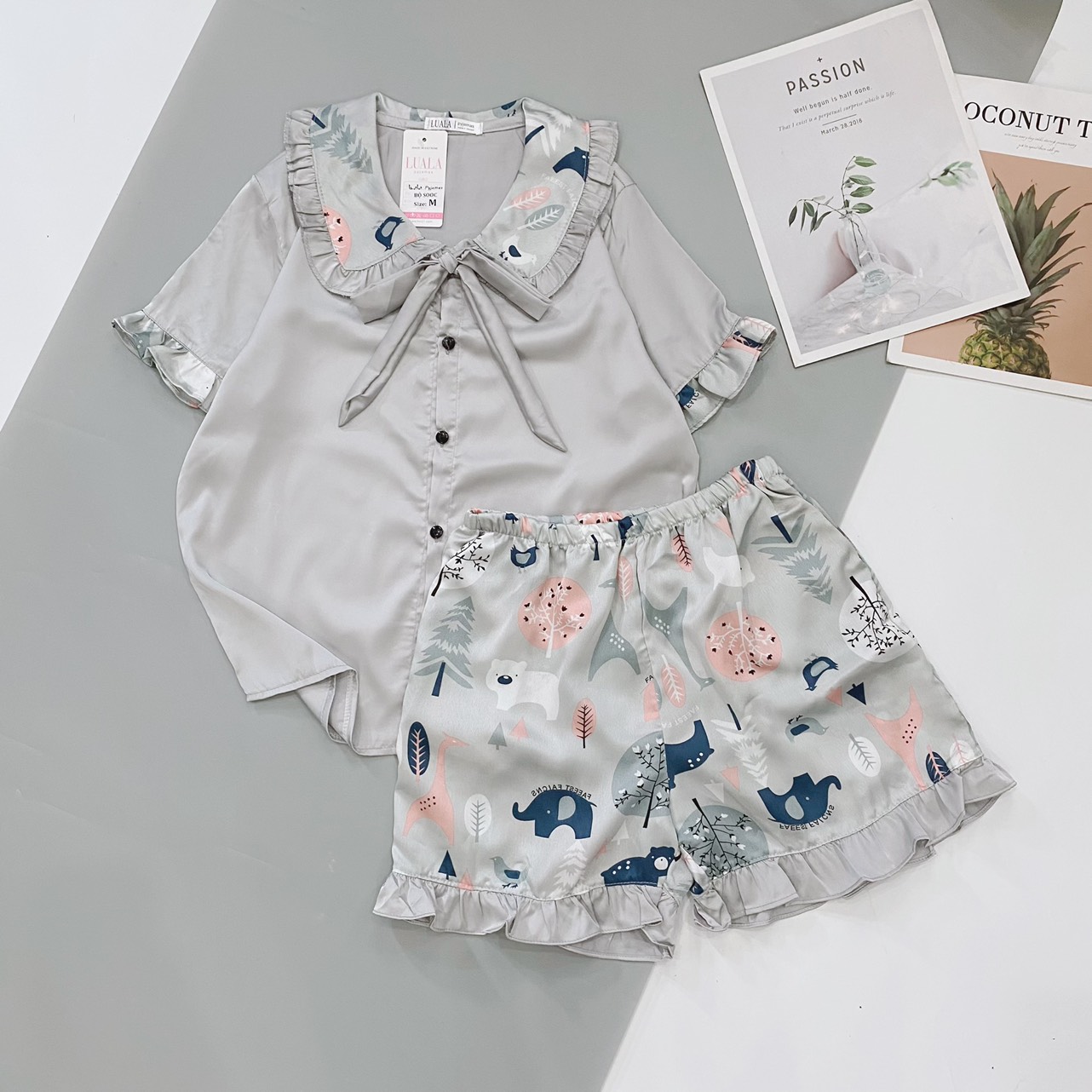 Đồ Bộ Mặc Nhà, Bộ Pijama Lụa Satin Cao Cấp Tay Ngắn- Boody BP03.3