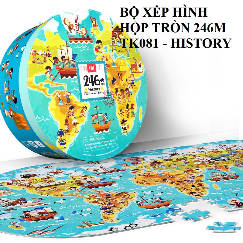 Bộ xếp hình hộp tròn mẫu HISTORY chính hãng TOI dành cho bé từ 7 tuổi trở lên