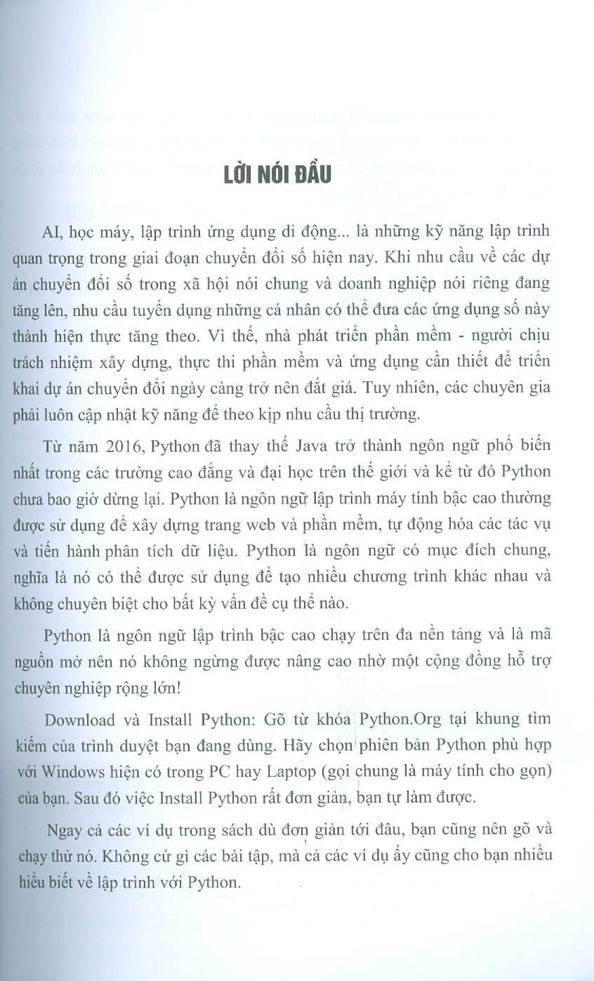 Sách Bài tập lập trình với ngôn ngữ PYTHON - từ cơ bản đến nâng cao ( tập 2)