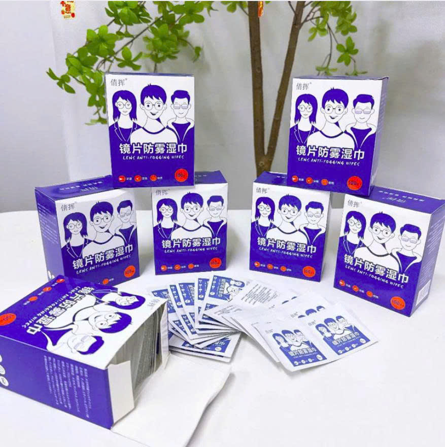 Hộp 100 khăn làm ngăn hơi đọng nước kính, khăn giấy lau nano lau sạch bụi, hơi nước, mờ sương bề mặt kính