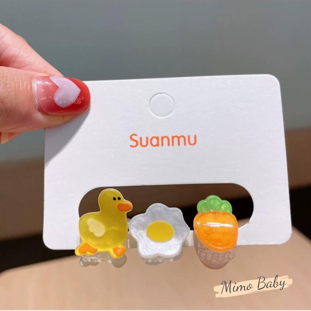 Set 3 kẹp tóc màu kẹo siêu đáng yêu cho bé gái KT39 Mimo Baby