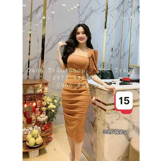 Đầm body dự tiệc tay phồng xếp ly sang trọng