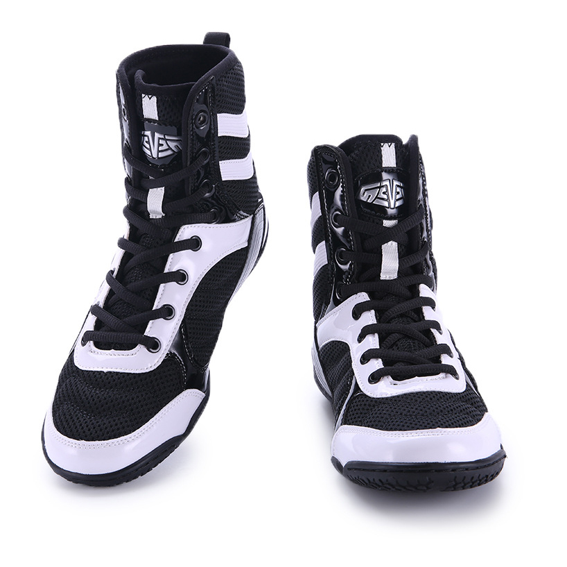 Giày boxing Mingsibo High Top Professional  - Black/White