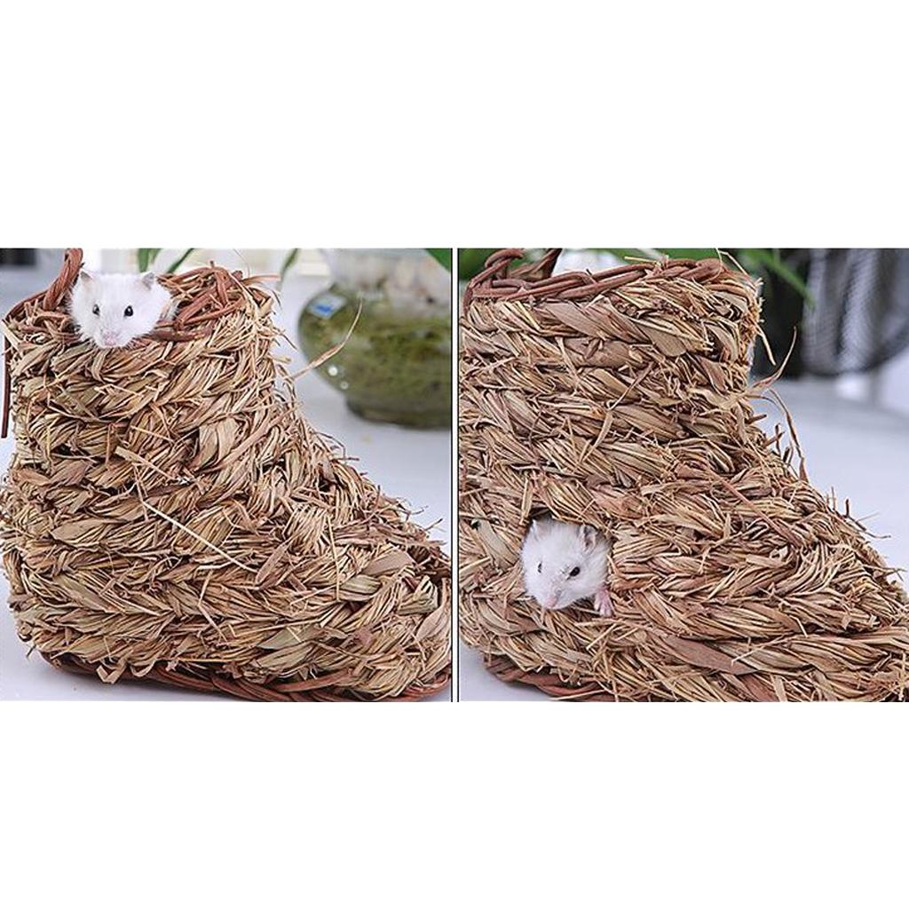 Pet Hamster Straw Nest House Squirrel Straw Sandals Hut Cage Accessories