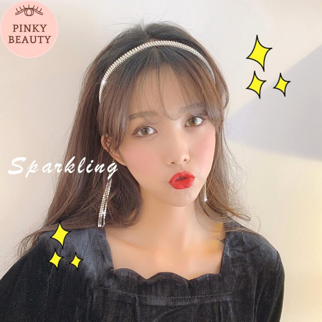 Băng Đô Đính Đá Phối Tua Rua Bờm Cài Tóc Phong Cách Hàn Quốc Thời Trang Pinky Beauty Xinh Xắn Cá Tính Sang Trọng