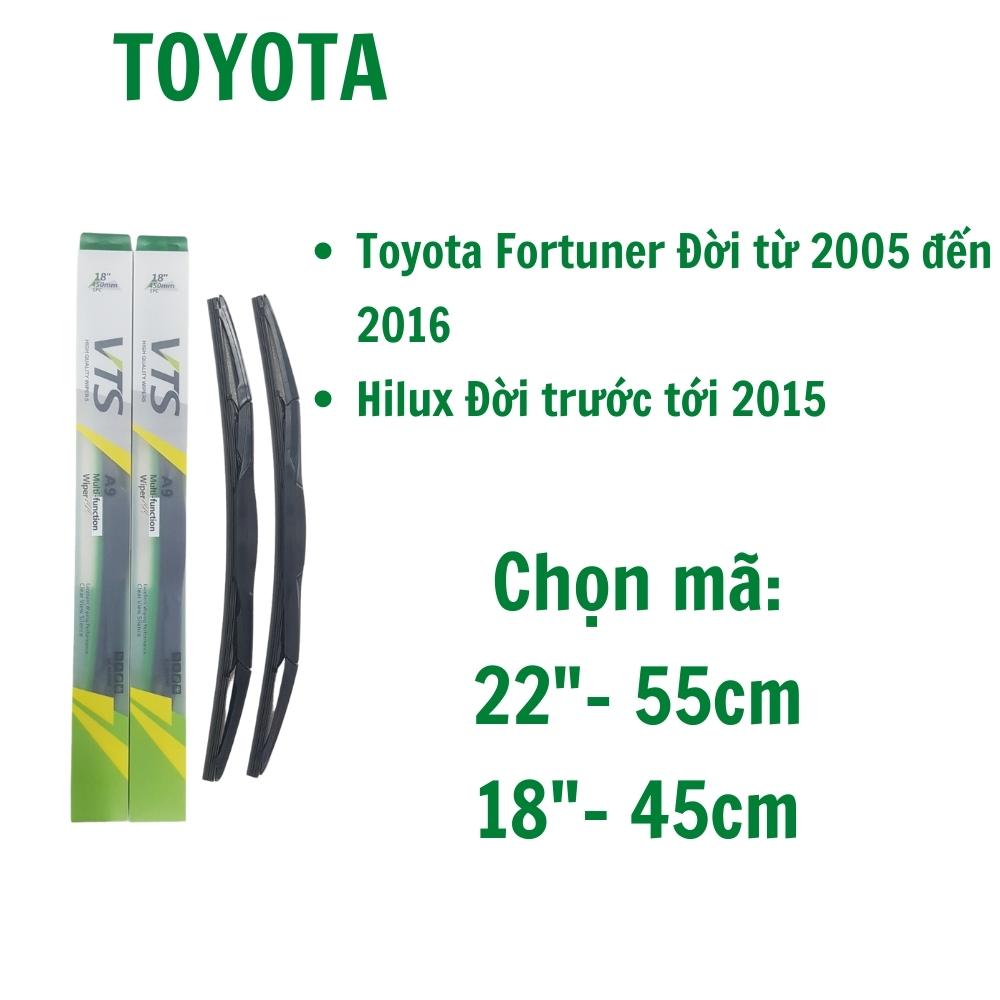 Bộ cần gạt mưa ô tô Toyota Camry, Avalon, Altis, Fortuner, Inova Thanh 3 khúc A9 Lưỡi Silicone