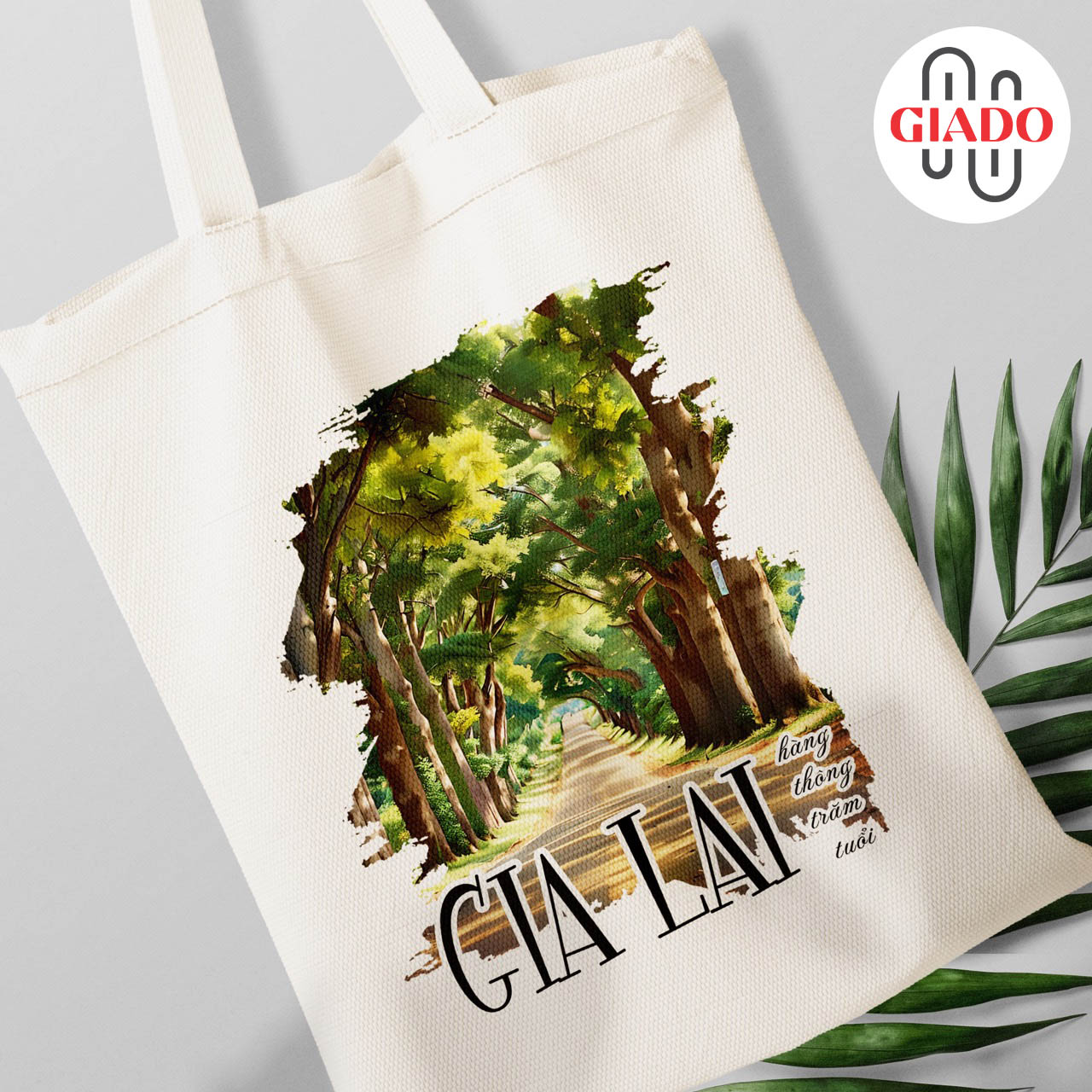 Túi canvas GIADO, túi vải bố, túi tote mẫu Gia Lai rừng thông