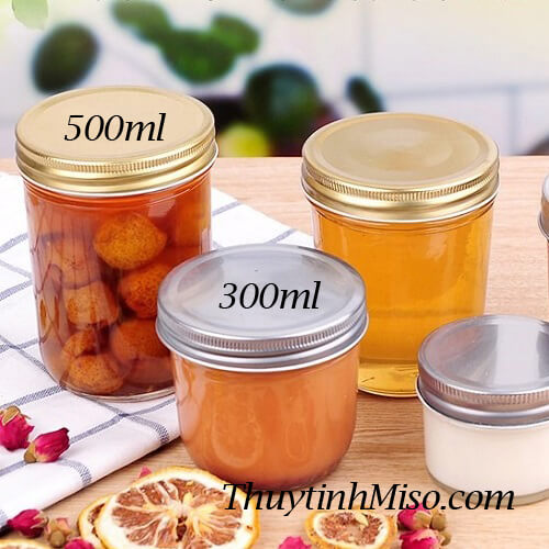 Lọ thủy tinh nắp nhôm miệng rộng đựng gia vị , sữa chua .... loại 100ml, 200ml , 300ml