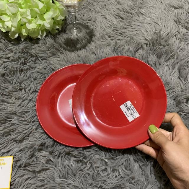 Dĩa nhựa màu đỏ đen 7
