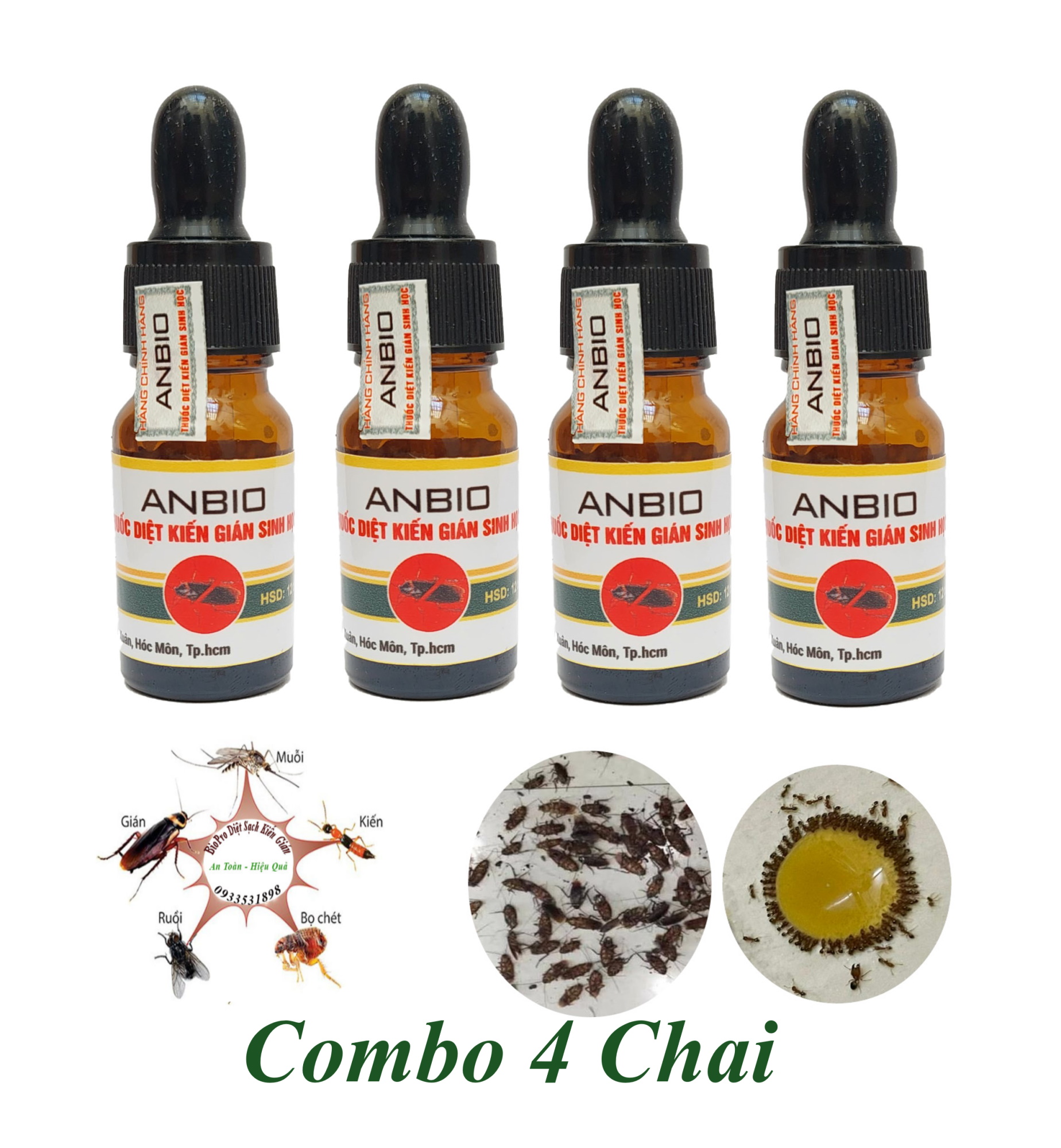 Combo thuốc diệt kiến gián ANBIO Chai 10ml Dạng ống bóp tiện lợi với hoạt chất sinh học diệt tận gốc hầu hết kiến gián