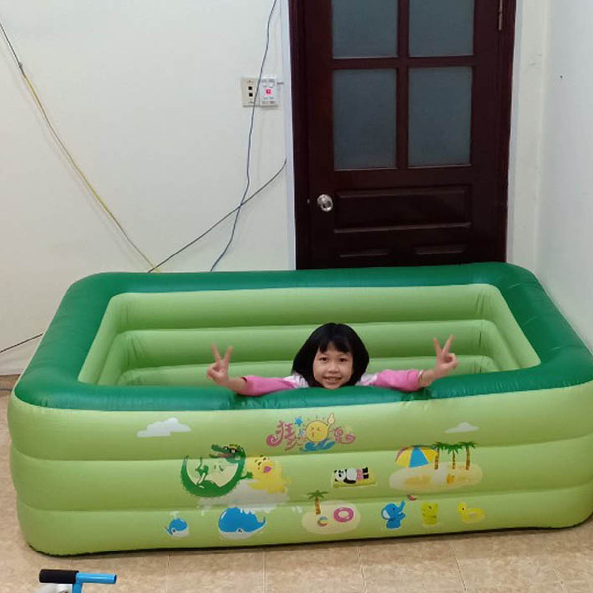 Bể bơi phao gia đình chính hãng Summer Baby 180*140*60CM (tặng kèm bơm điện)