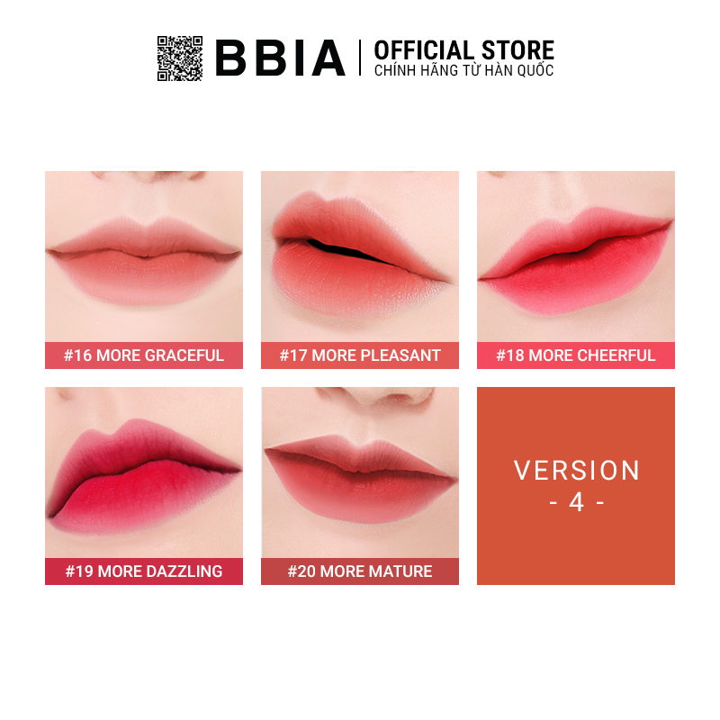 Son kem lì Bbia Last Velvet Lip Tint - 18 More Cheerful 5g (Màu hồng tươi)