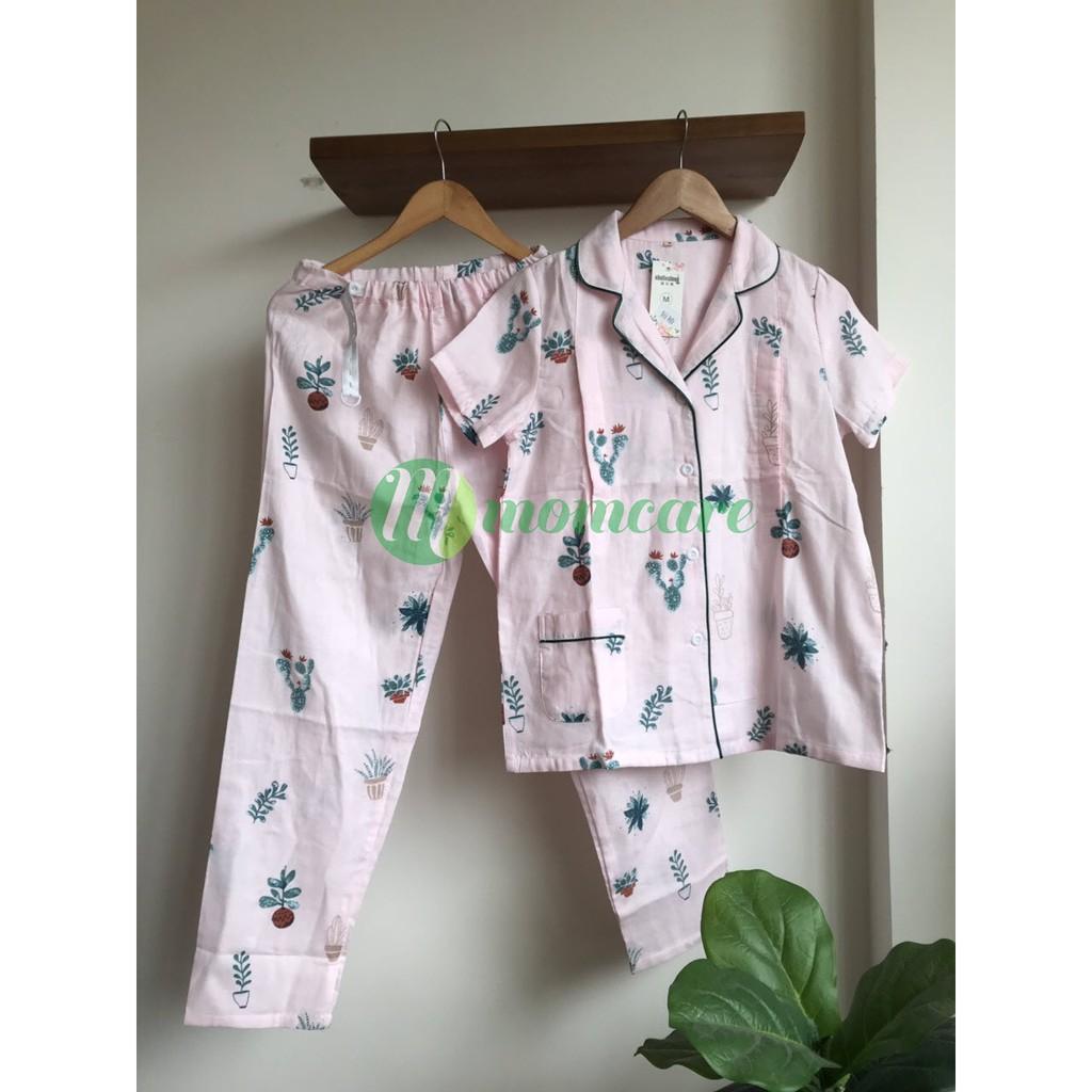 Bộ đồ bầu, sau sinh cho con bú ti - Pijama thô đũi cực mát