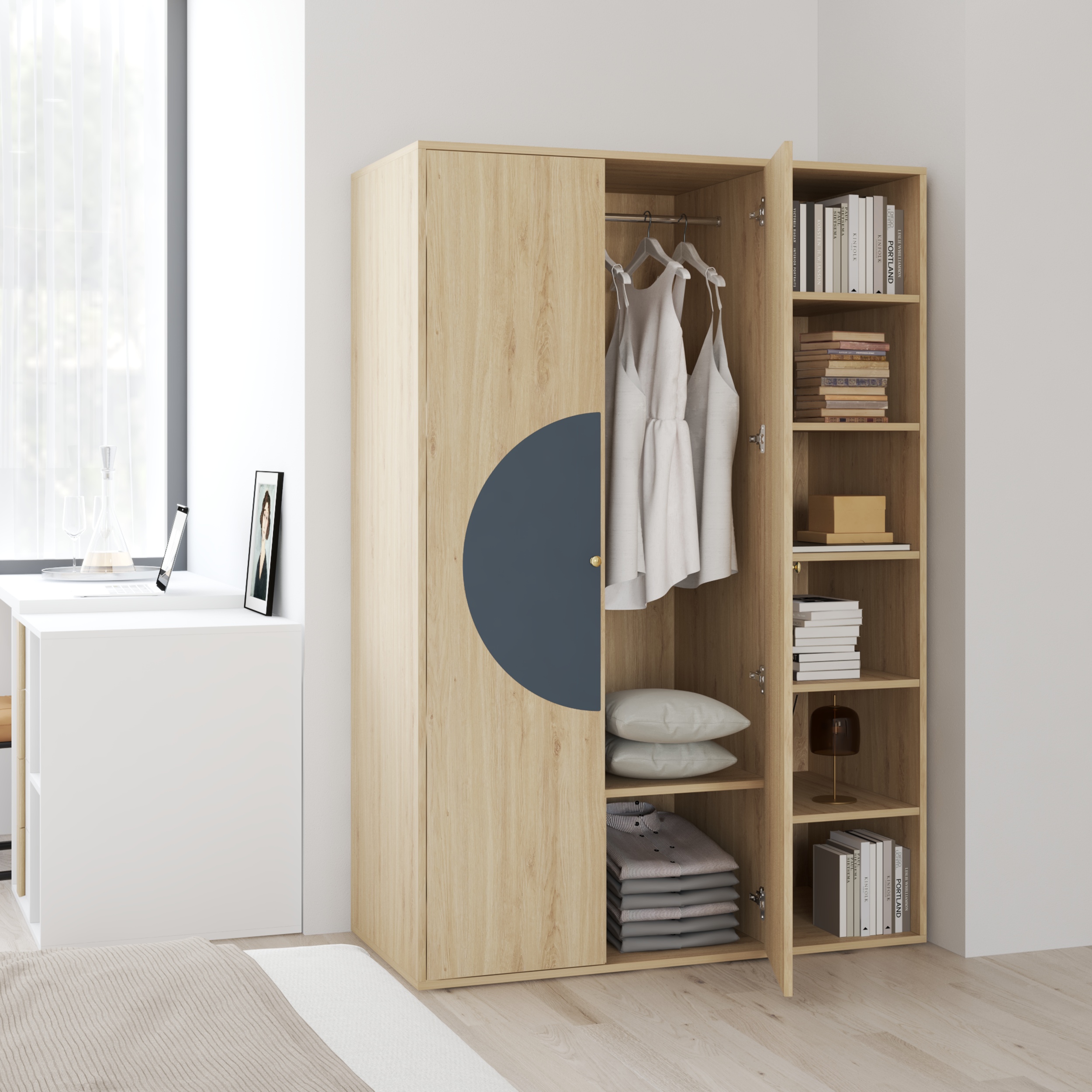 [Happy Home Furniture] BANA, Tủ quần áo 2 cánh mở, 120cm x 56cm x 176cm ( DxRxC), TCM_127