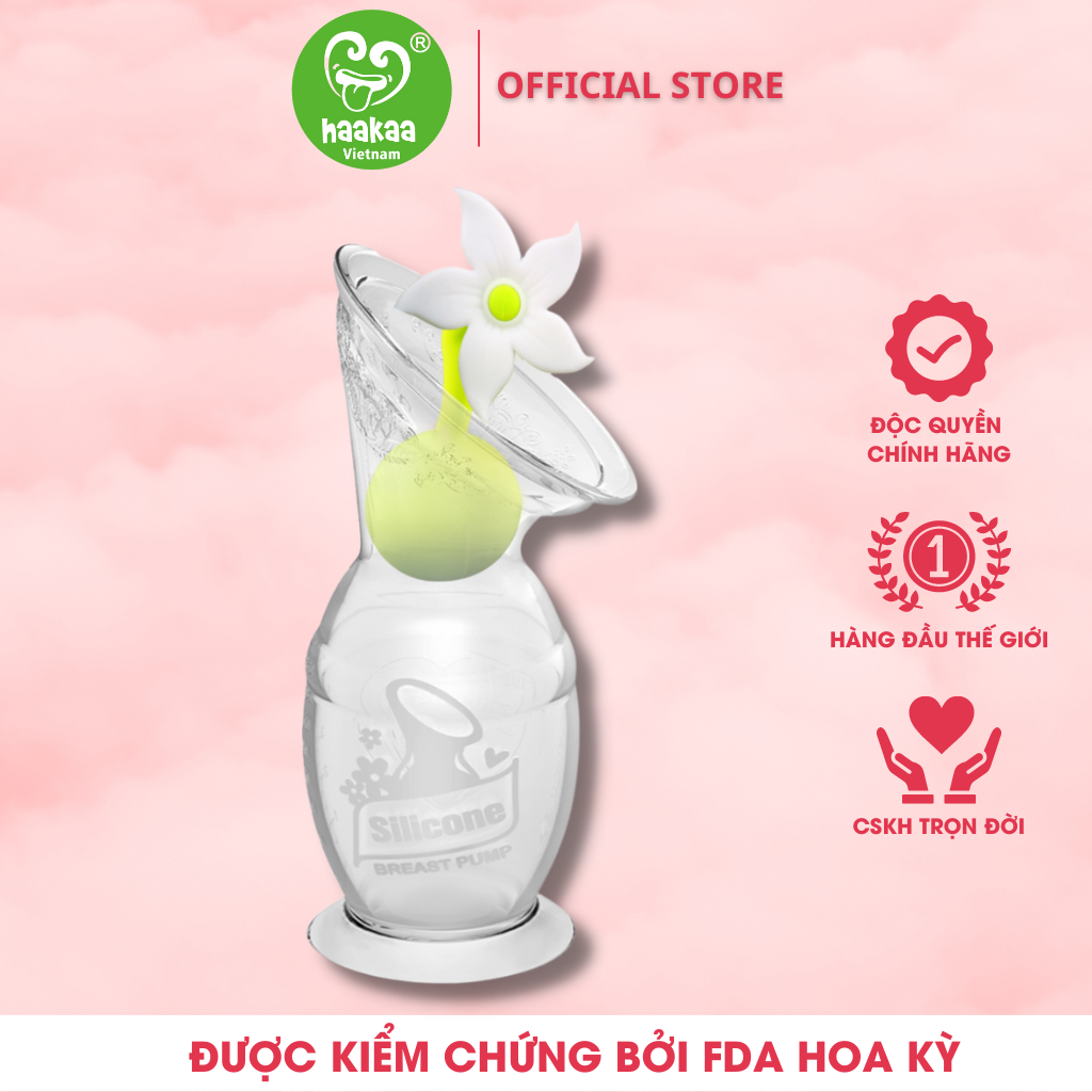 Combo Cốc hứng sữa Gen.2 và Nút hoa chặn Haakaa. Chất liệu silicone cao cấp, an toàn. Không chứa BPA, PVC và phthalate