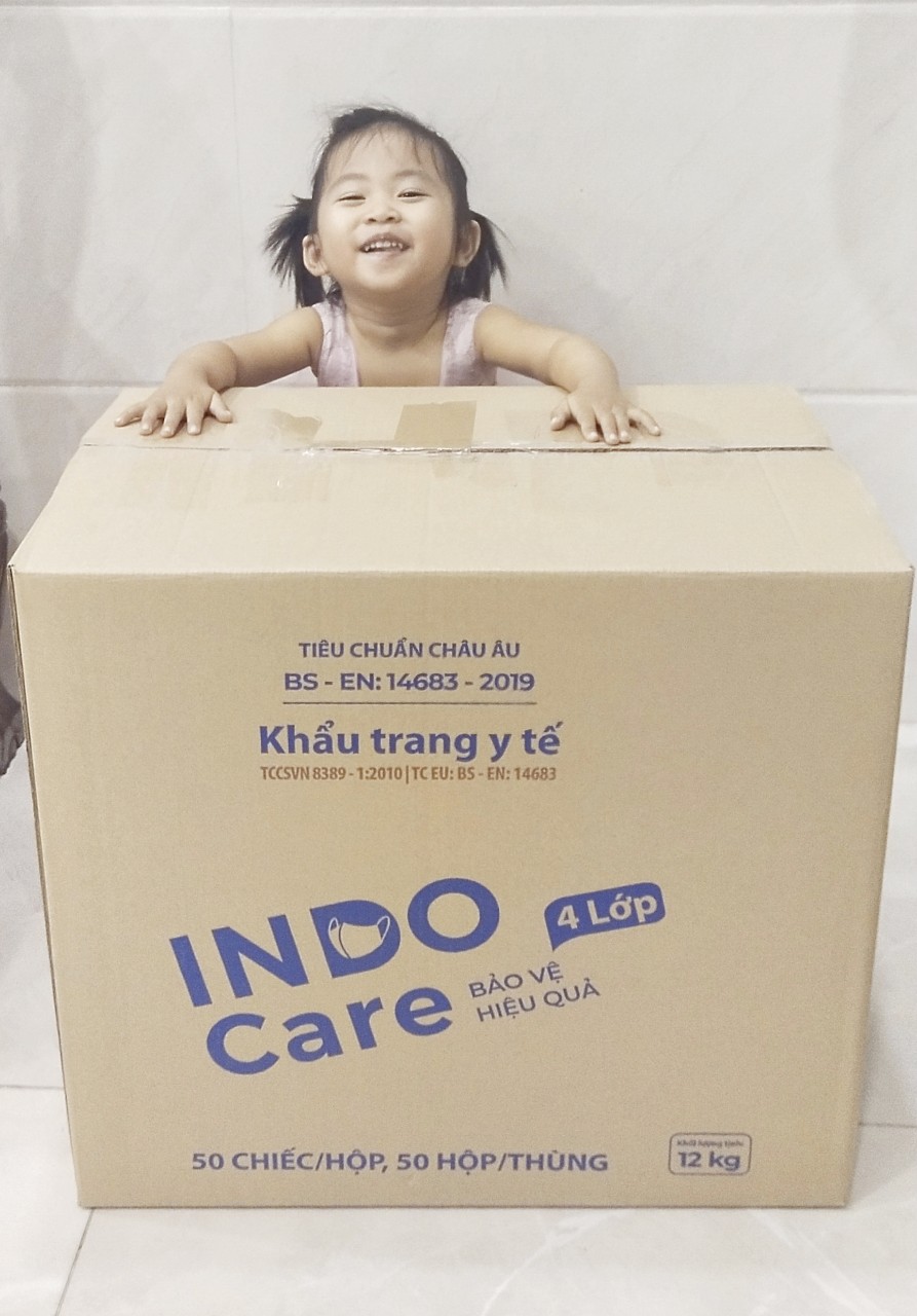 [InDoCare] Thùng 50 hộp Khẩu Trang Y Tế 4 Lớp Kháng khuẩn 99% INDO CARE. Tiêu Chuẩn Châu Âu BS EN 14683-2019. Chống tia UV ngăn ngừa mụn khói bụi hiệu quả