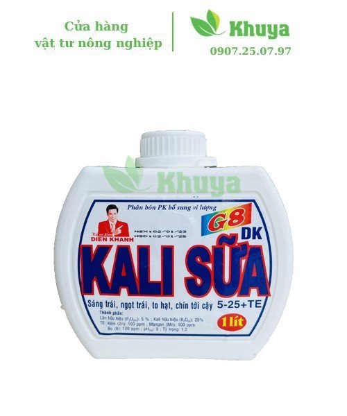 Phân bón PK bổ sung vi lượng DienKhanh Kali Sữa 1 lít Sáng trái - To hạt