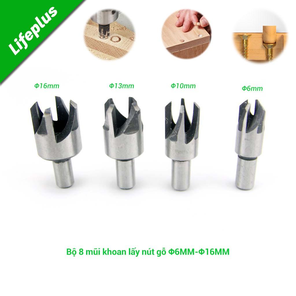 Bộ 8 mũi khoan lấy nút gỗ đường kính 6mm - 16mm
