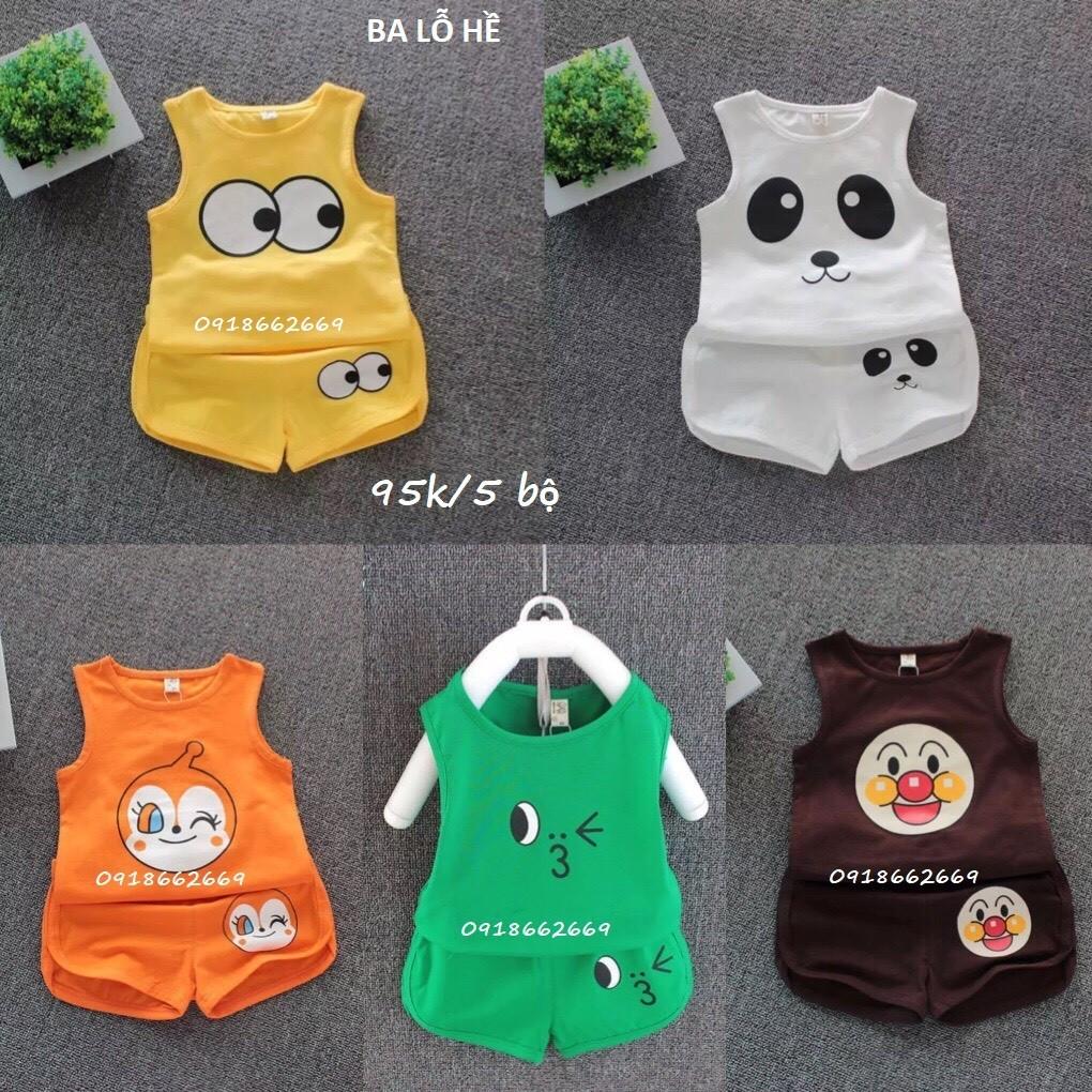 Combo 5 bộ ba lỗ bé trai bé gái szie 3-14kg