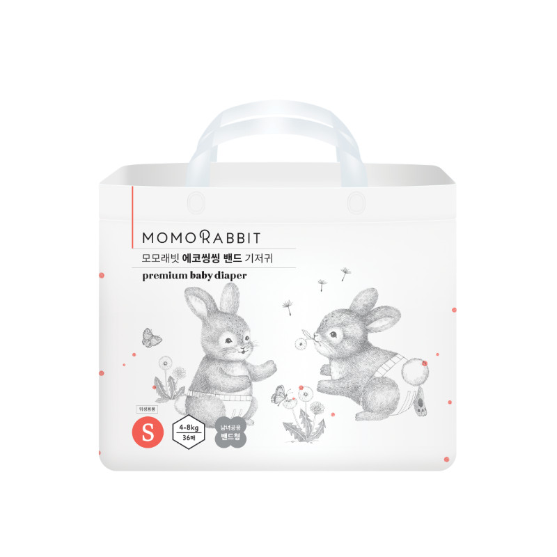 Bỉm/Tã Dán Momo Rabbit nội địa Hàn Quốc size S 36 miếng (Bé từ 4-8kg)