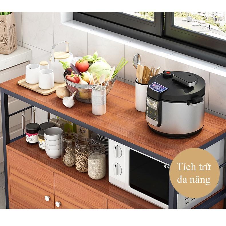 Kệ bếp chứa nồi niêu xoong chảo, bát đĩa đa năng có cánh tủ chống bụi bẩn tiện lợi