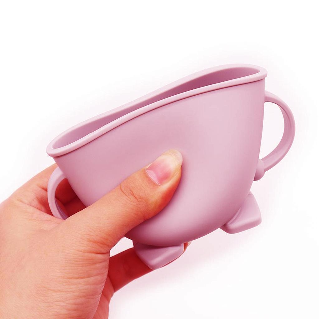 Baby Toddler Silicone With Lid Snack Food Bowl Portable Pink