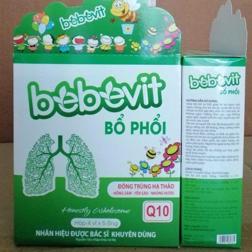 Bebevit Bổ Phổi - Đông trùng hạ thảo, hồng sâm, yến sào giúp bổ phổi và tăng cường chức năng phổi - Hộp 20 vỉ