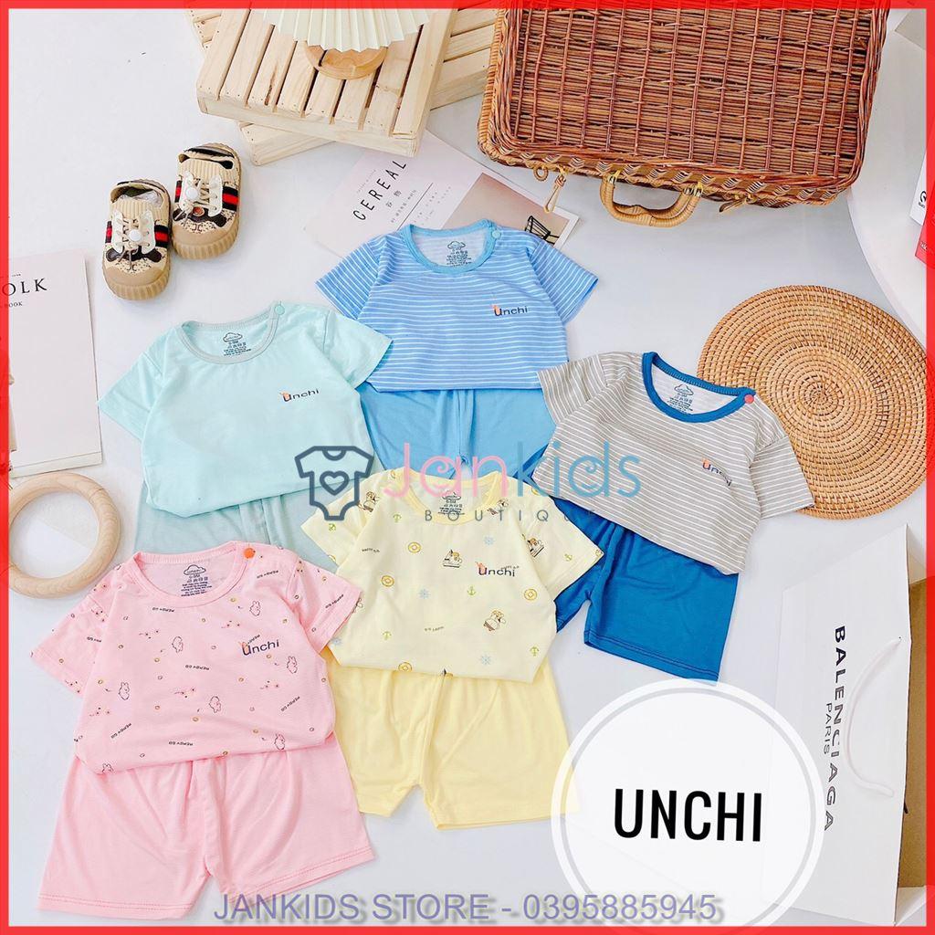 Bộ quần áo cộc tay cài cúc vai chất gỗ sồi UNCHI cao cấp cho bé JANKIDSStore - SHOP MẸ VÀ BÉ