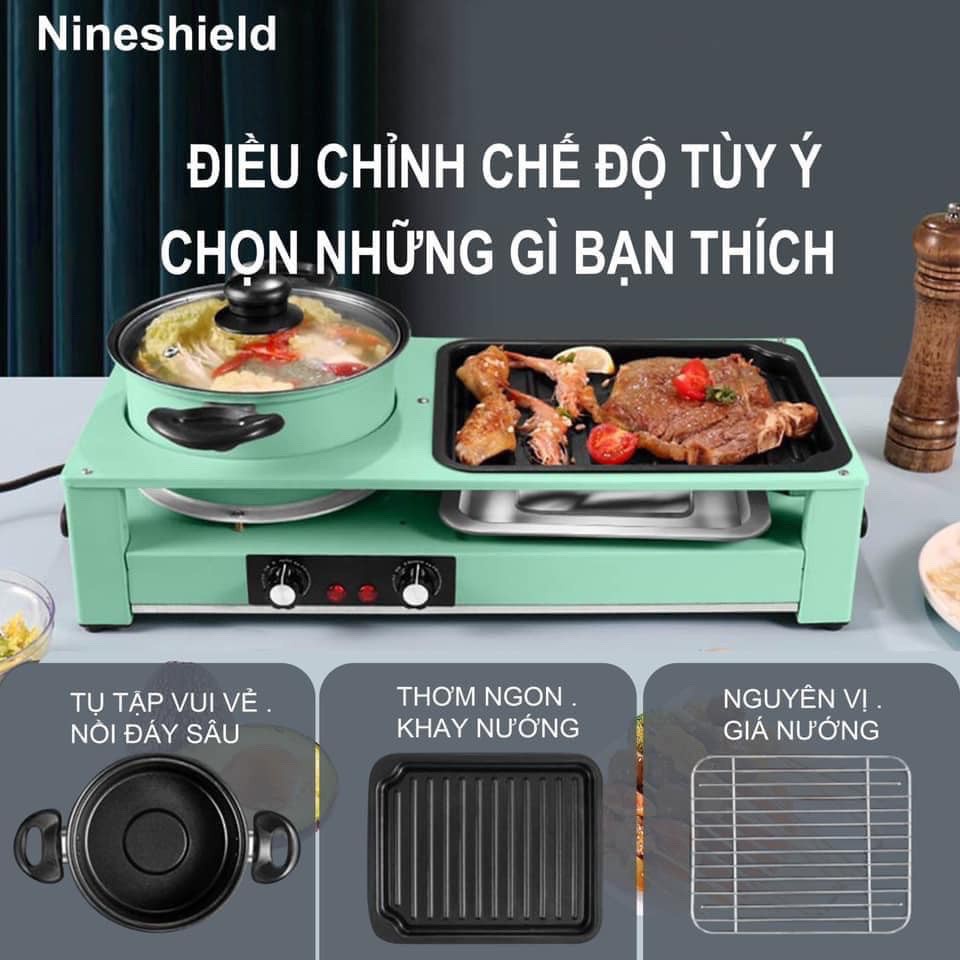 Bếp lẩu nướng 2 trong 1 khay rời dễ tháo lắp rửa, tiệc gia đình