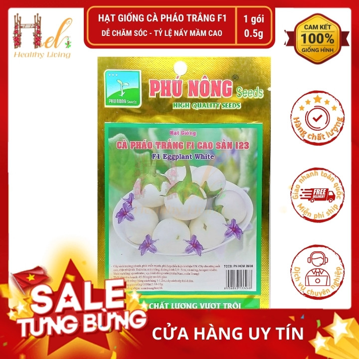 Hạt Giống Cà Pháo Trắng F1 Cao Sản - Trồng Rau Xanh Rau Sạch Organic Bằng Đất Sạch, Mùn Dừa Và Phân Bón Hữu Cơ - Phú Nông