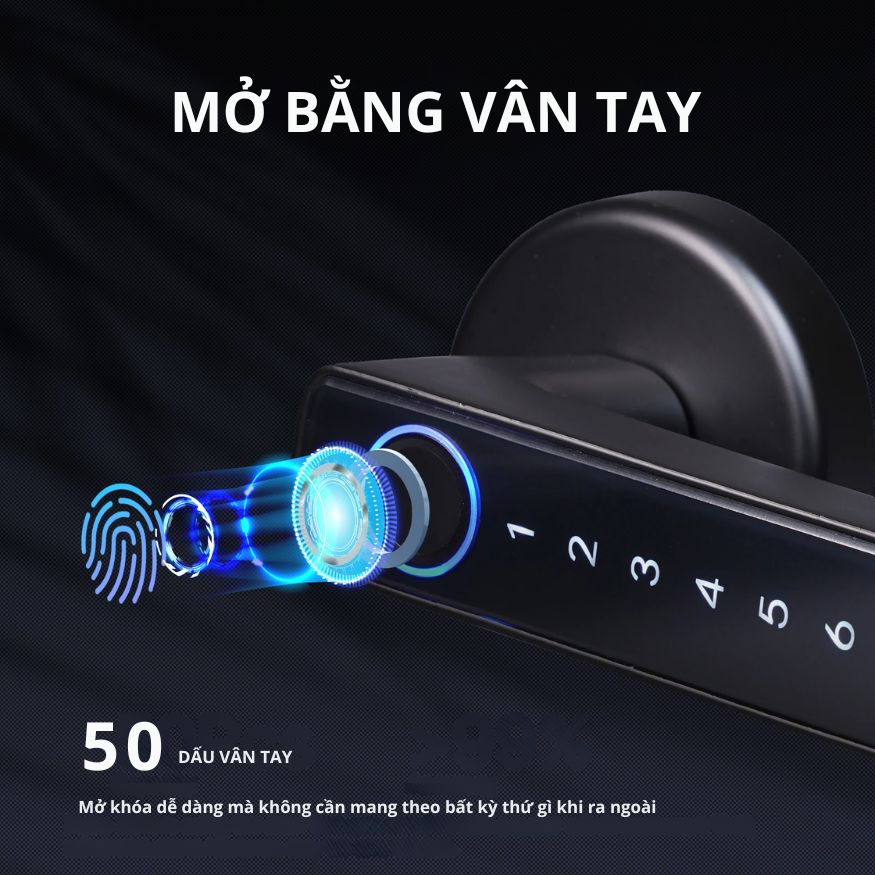 Khóa Cửa Thông Minh Kachi – Mở Khóa App Tuya + Vân tay + Chìa khóa + Thẻ từ + Mã số