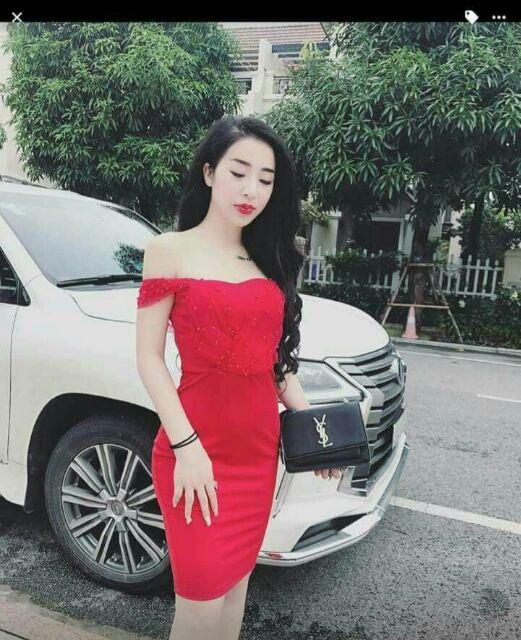Đầm body thun rớt trân châu