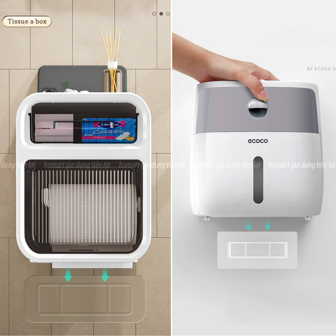 Miếng Dán Hộp Đựng Đũa Thìa Có Nắp Treo Tường Máy Sấy Đũa Muỗng Dán Thay Thế Giá Kệ Nhà Tắm Ecoco