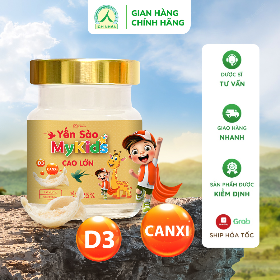 Yến Sào Mykids Cao Lớn giúp bé ăn ngon, cao lớn, thông minh, tăng sức đề kháng - Dạng lọ 70ml