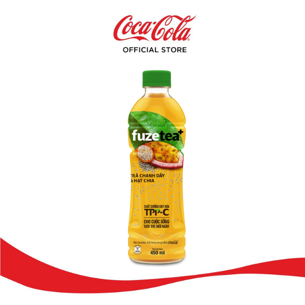 Lốc 6 Chai Trà Chanh Dây Và Hạt Chia Fuzetea+ 450ml/Chai Sale 4.4 Coca-Cola Official Store