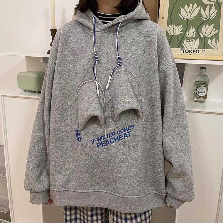 Áo Hoodie Nỉ Unisex Nam Nữ Hình Đôi Dép In Chữ