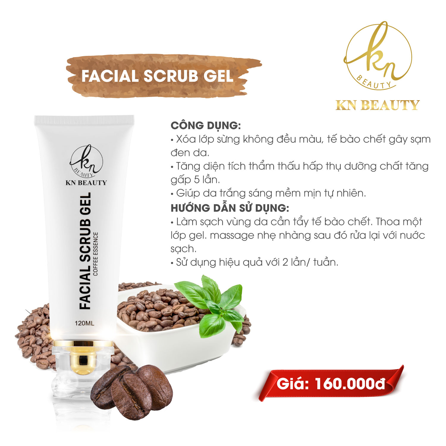 Bộ 4 bước chăm sóc da Trắng sáng Ngừa mụn KN Beauty chuyên sâu: Kem dưỡng 25g + Serum 30ml + Sữa rửa mặt 100gr + Tẩy tế bào chết 100ml