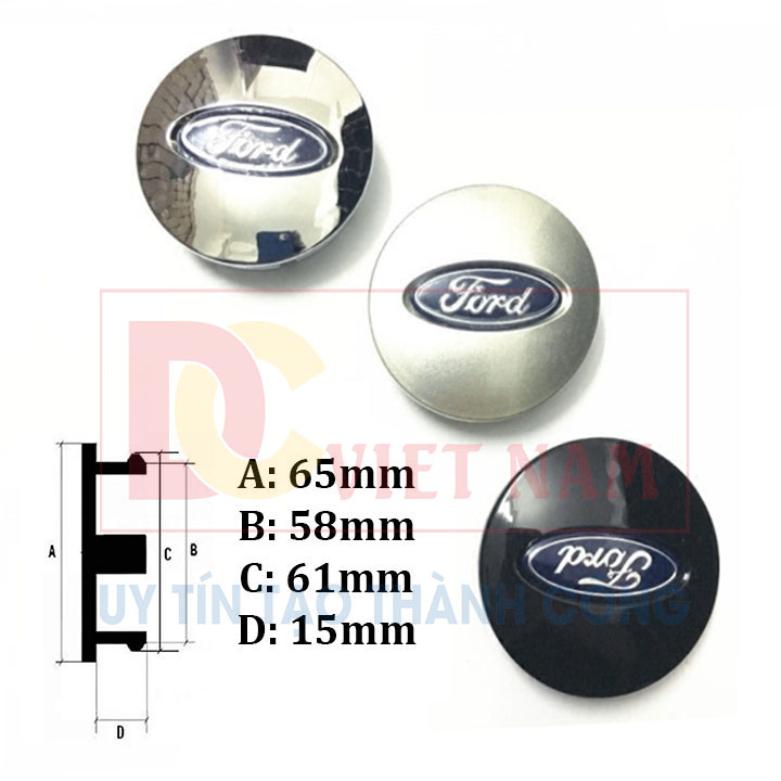 1 chiếc logo chụp mâm bánh xe ô tô Ford đường kính 65mm FORD-65