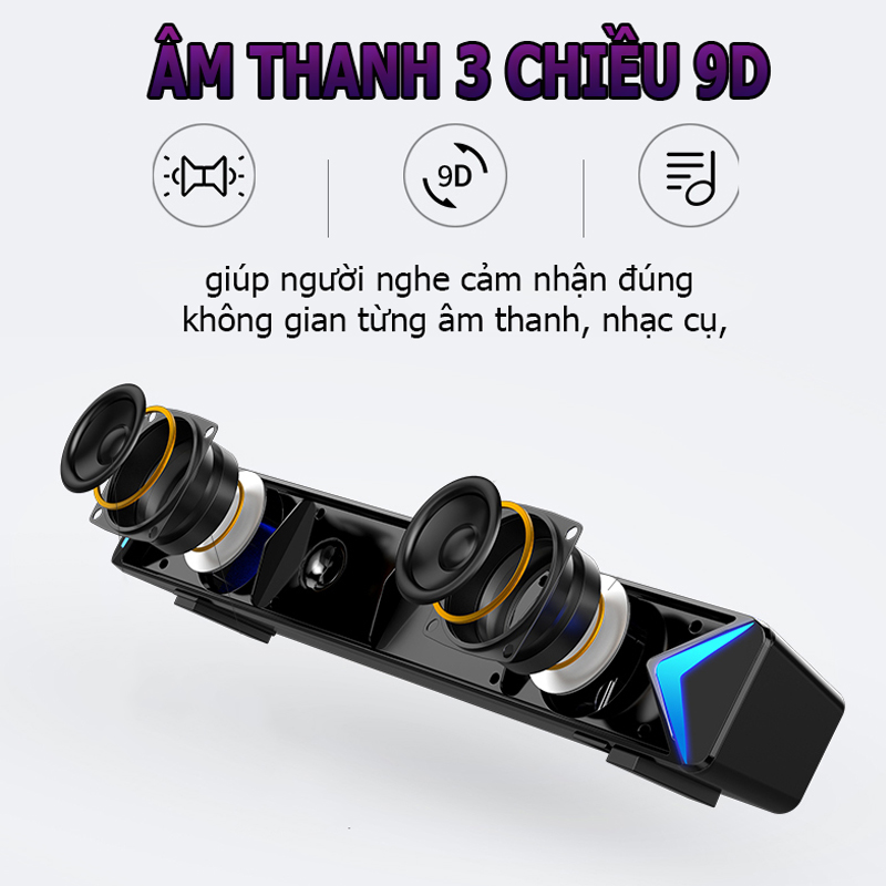 Loa Máy Vi Tính Bluetooth S13, Hỗ Trợ Bluetooth, USB, TF, Jack 3.5mm, Có Đèn Led Sáng 2 Cạnh, Pin Cực Khủng 2200mAh