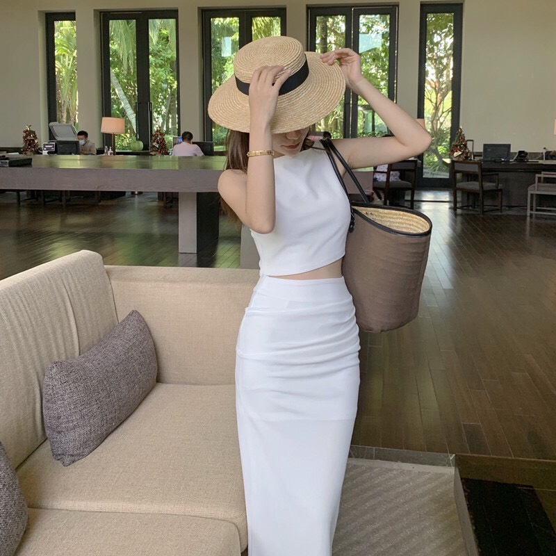 SET ÁO CROPTOP CHÂN VÁY BÚT CHÌ