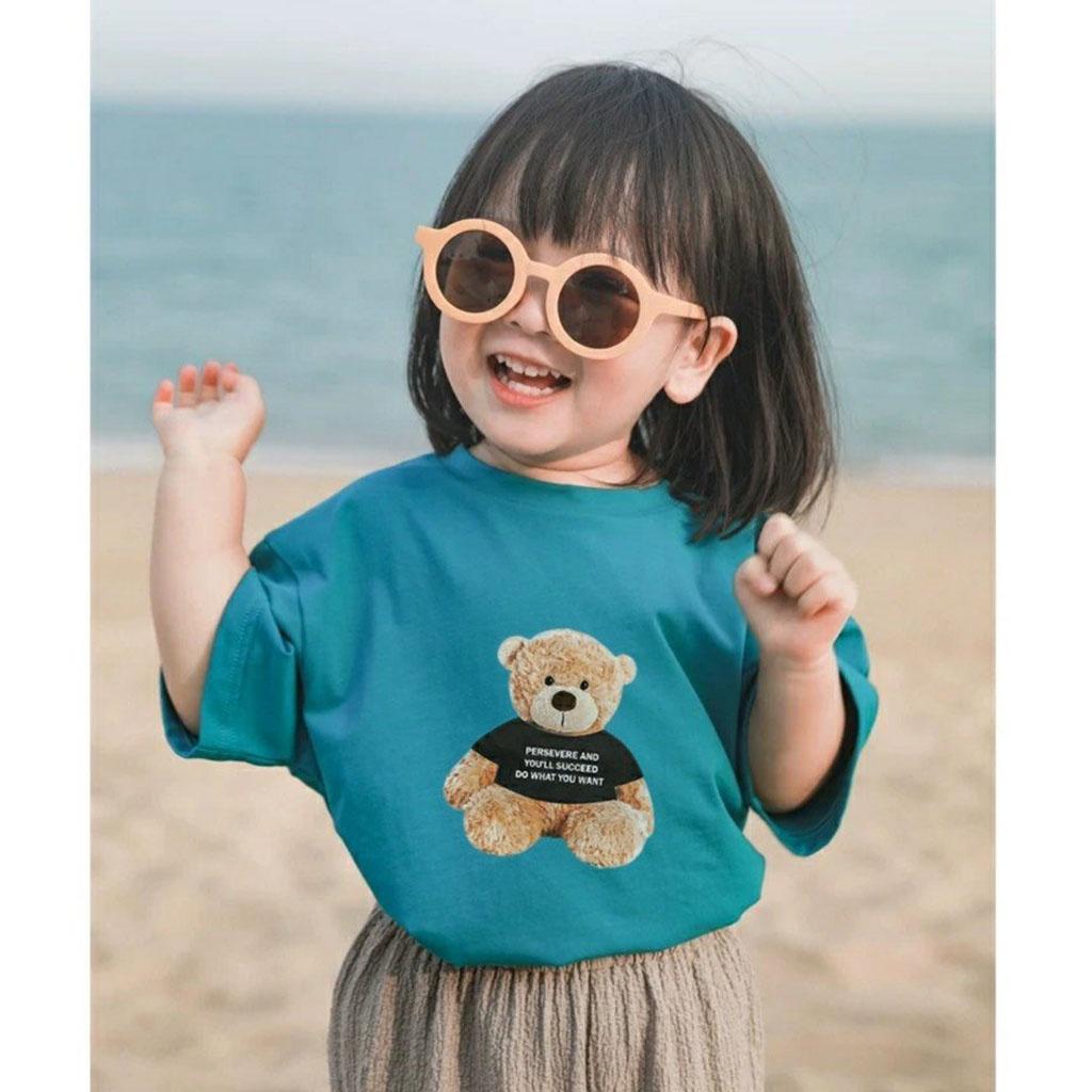 Áo Cộc Tay Cho Bé ROSY KIDS, Áo Phông Cộc Tay In Hình Gấu Bông Cho Bé Trai Bé Gái Đều Xinh từ 7-18kg