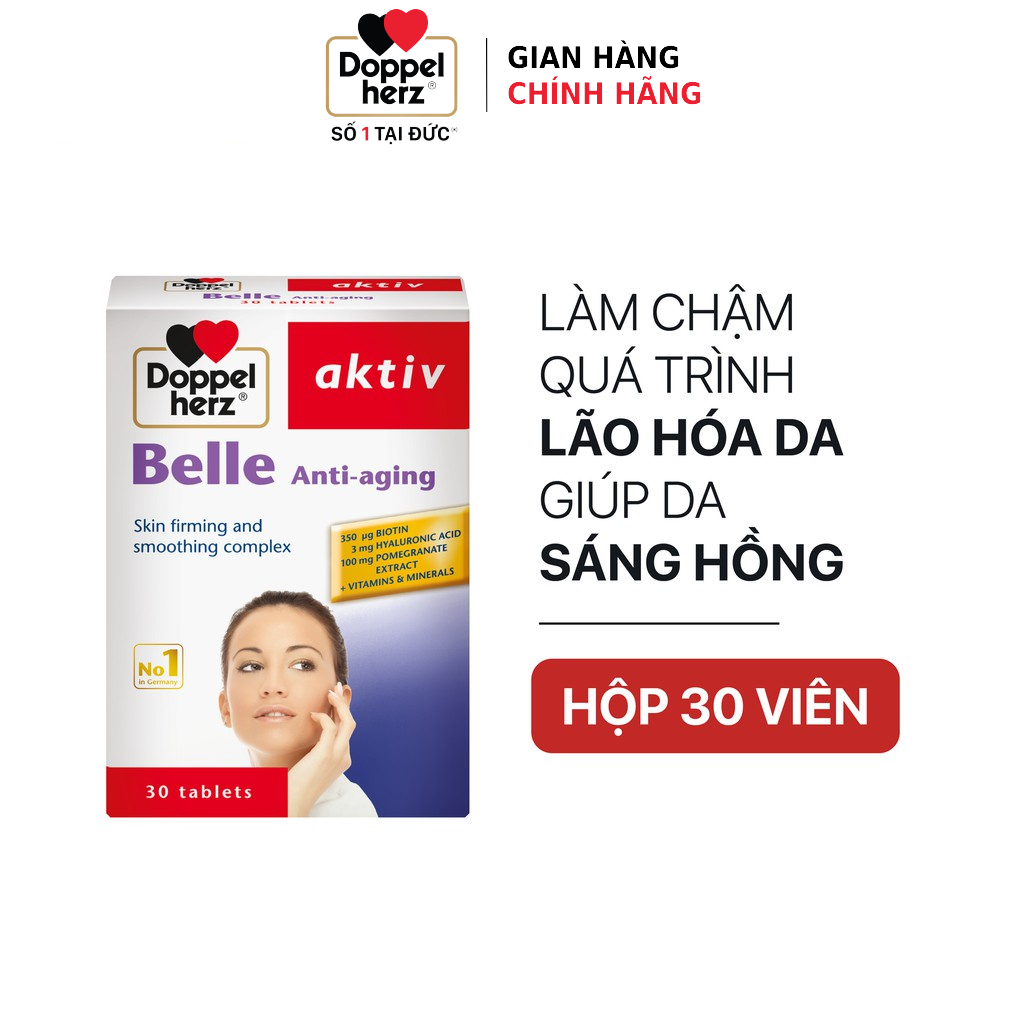 Bộ đôi chống lão hóa, bổ não, tăng cường trí nhớ Doppelherz Belle Anti Aging + dầu cá Omega 3