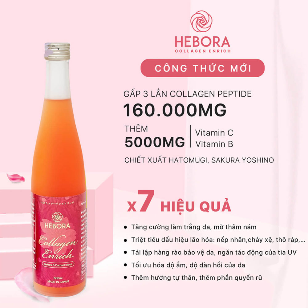 Nước uống Collagen Enrich Hebora Nhật Bản 500ml