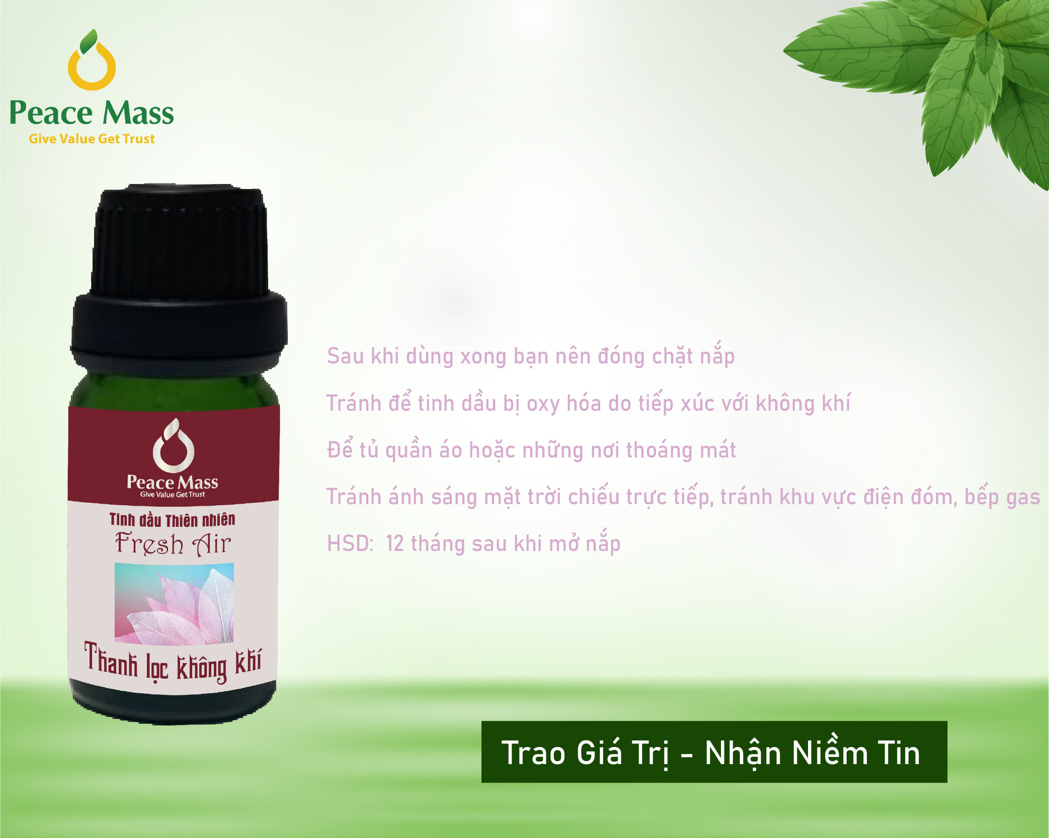 Tinh dầu Thanh lọc không khí Peace Mass dùng cho máy xông 10ml