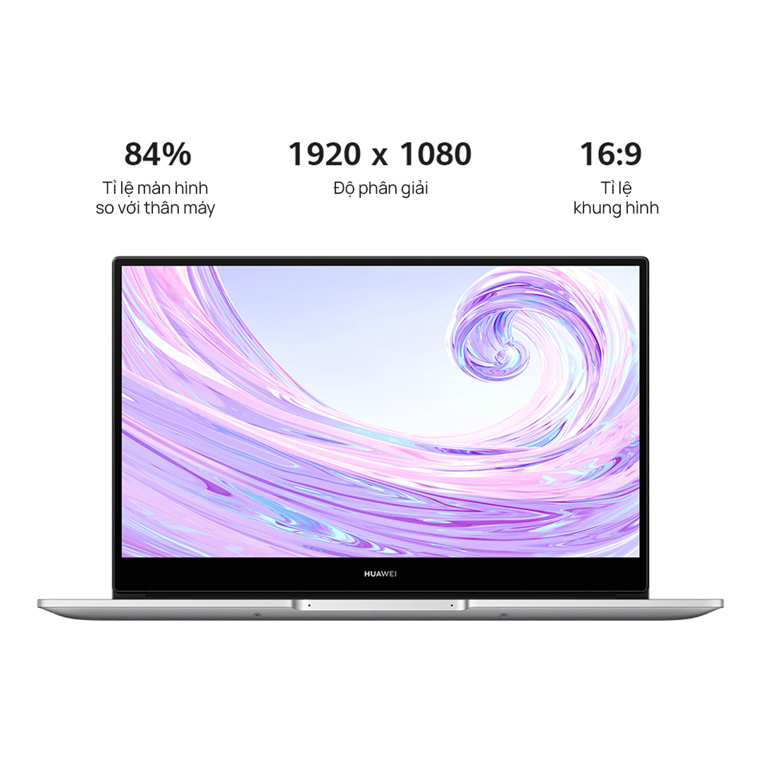 Máy Tính Xách Tay HUAWEI MateBook D 14 i5 (8+512G) | Màn Hình HUAWEI FullView | Nút Nguồn Tích Hợp Khóa Vân Tay | Hợp Tác Đa Màn Hình | Góc Mở 180° | Hàng Chính Hãng