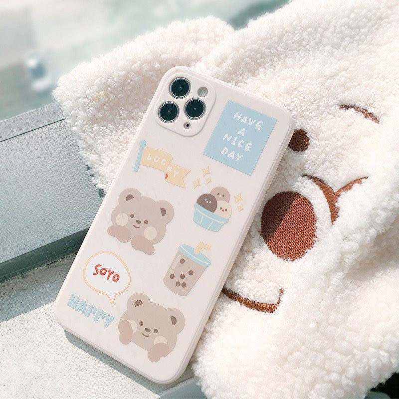 Ốp Lưng Cạnh Vuông Gấu Soyo Dành Cho iPhone 6 / 6 Plus / 7 / 7 Plus / 8 / 8 Plus / X / Xs / Xs Max / 11 / 11 Pro / 11 Pro Max / 12 / 12 Pro / 12 Pro Max