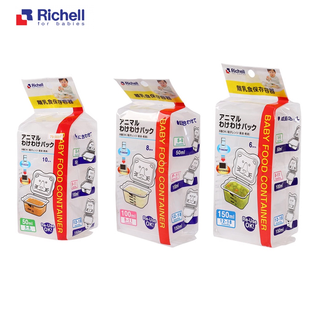 Bộ Hộp Trữ Thức Ăn Dặm Richell 50-100-150ml