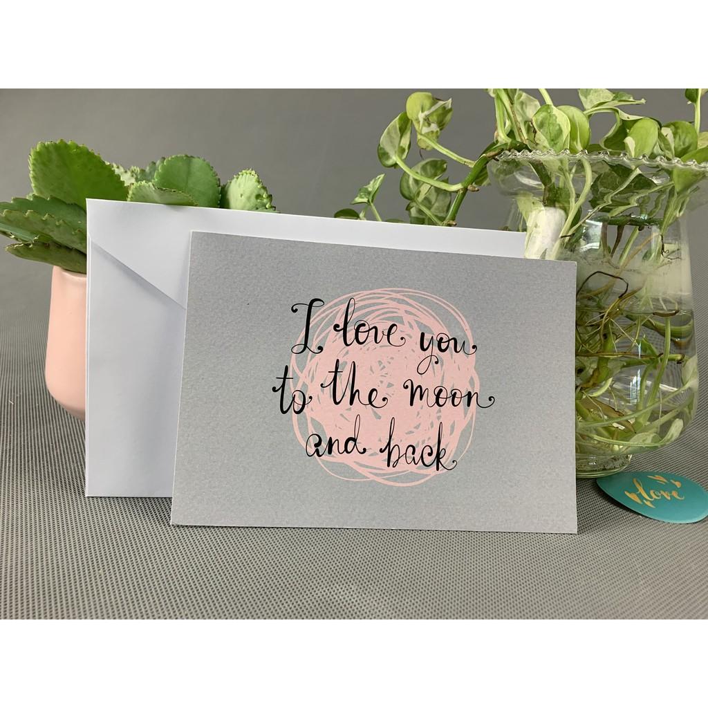 Thiệp tình yêu love card đẹp thiết kế hiện đại in giấy mỹ thuật ánh trai kích thước12x17cm kèm phong bì kraft