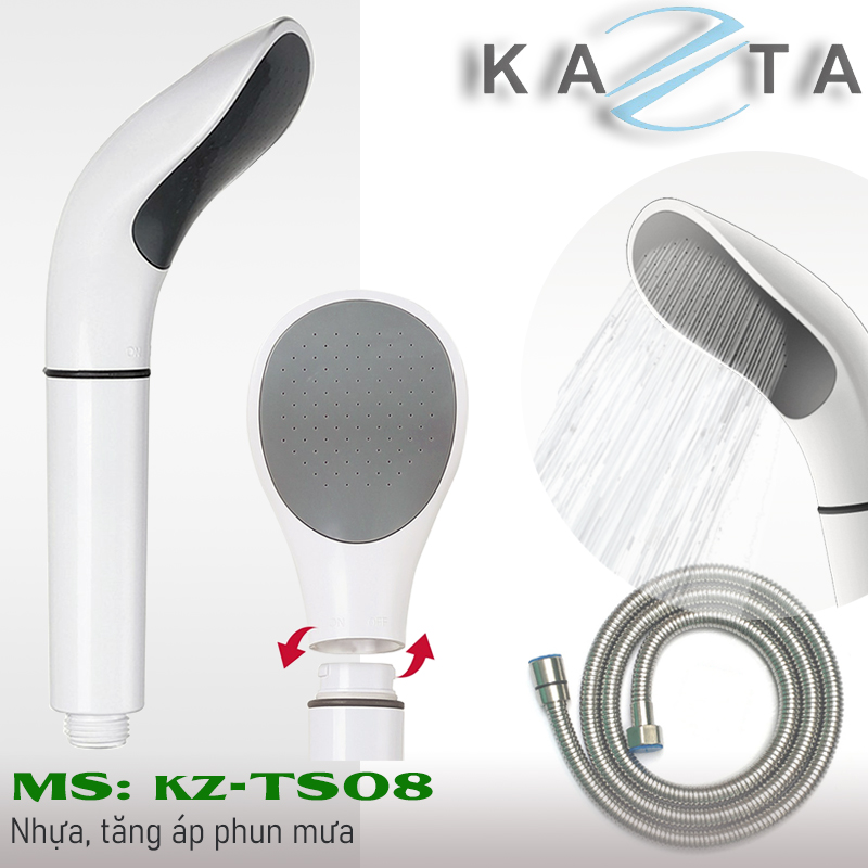 Bộ tay sen tắm KAZTA KZ-TS08 tăng áp phun nước mạnh mẽ
