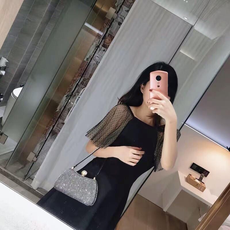 Túi hộp đính đá cầm tay thanh lịch, sang trọng